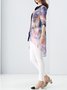 Pink Printed Abstract Casual Linen Tunic
